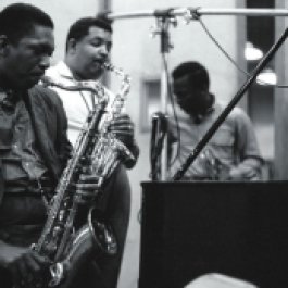 Kind of Blue recording session (L to R): John Coltrane, Cannonball Adderley, Miles Davis and Bill Evans (Photo by Don Hustein)